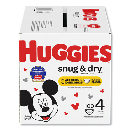 Huggies Snug and Dry Diapers, Size 4, 22 lbs to 37 lbs, PK100 49897